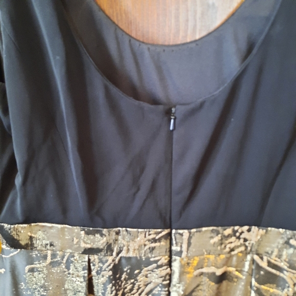 🛍 Aidan Mattox Metallic Gold Floral Jacquard Maxi Evening Gown Size 14 - Picture 12 of 15